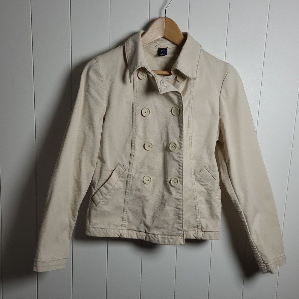 GAP Women's Beige Double-Breasted Pea Coat Size 2